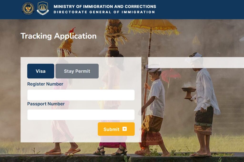 Ministry of Migration and Corrections website at evisa.imigrasi.go.id